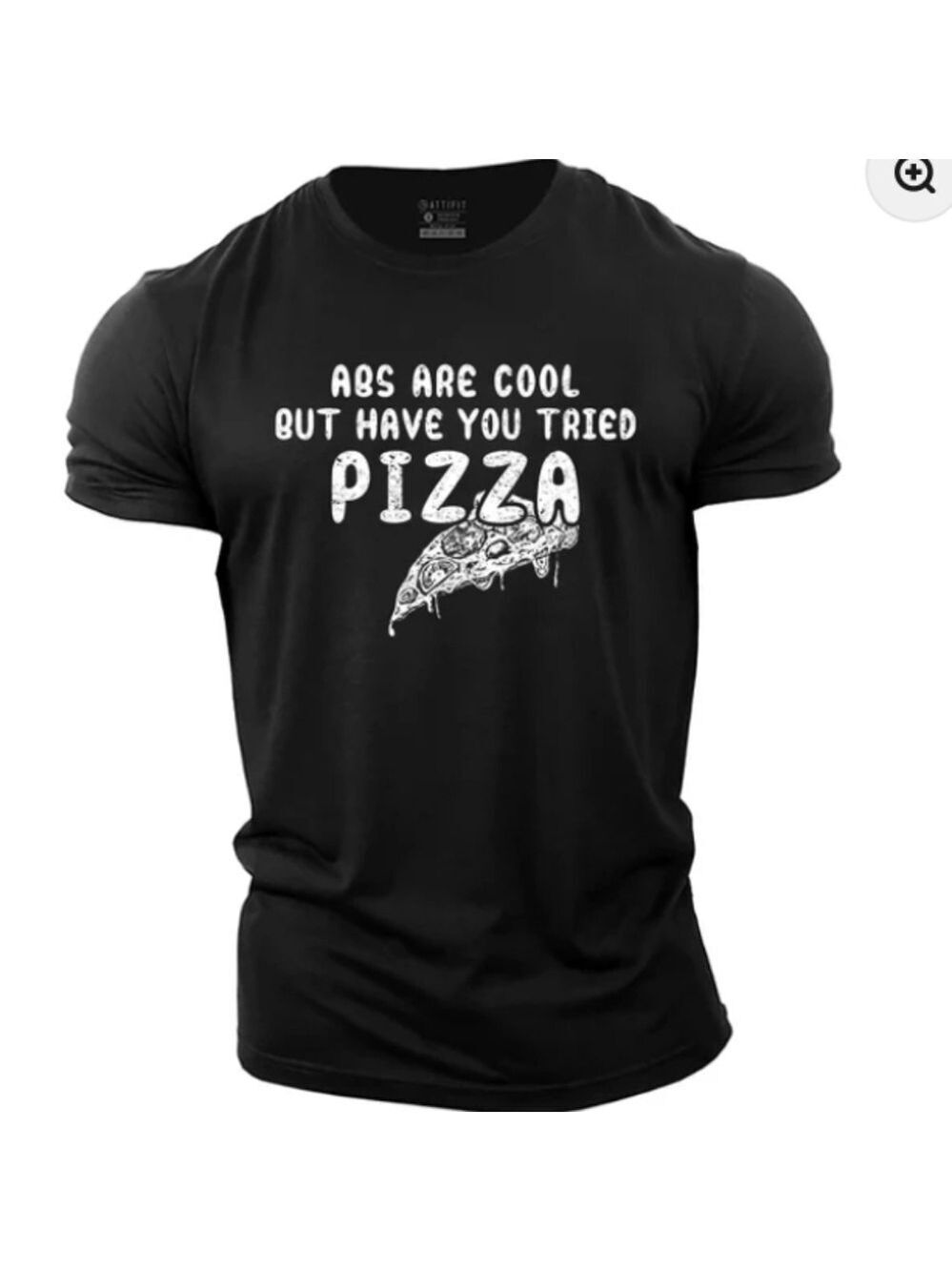 Attifit Black Graphic T-Shirt - Abs Are Cool Design But Have You Tried Pizza 2XL